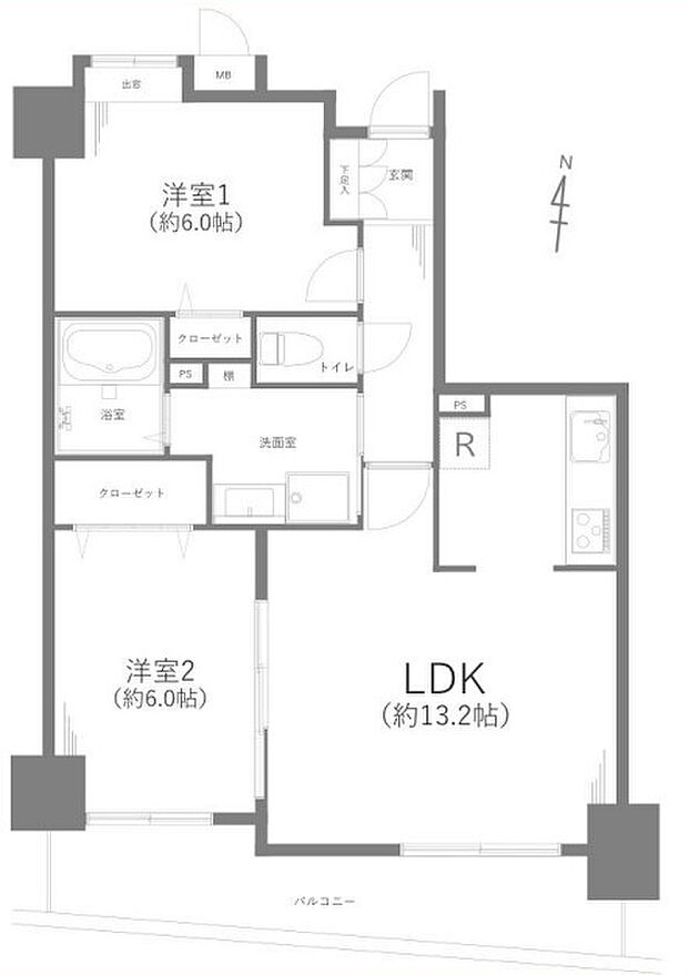 ライオンズガーデン西新井大師弐番館(2LDK) 3階の間取り図