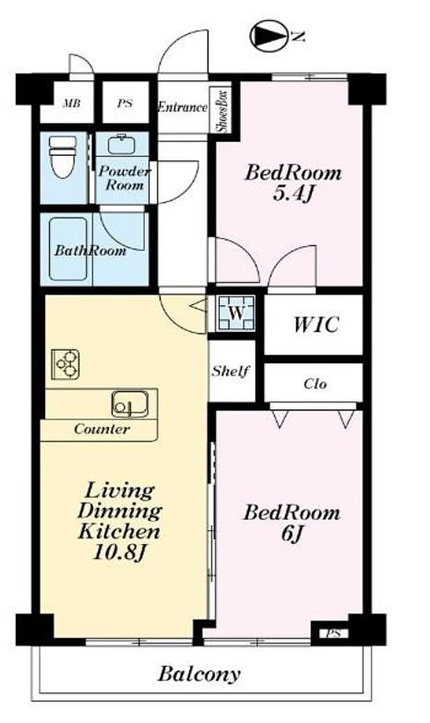 豊栄北千住マンション(2LDK) 4階の間取り図