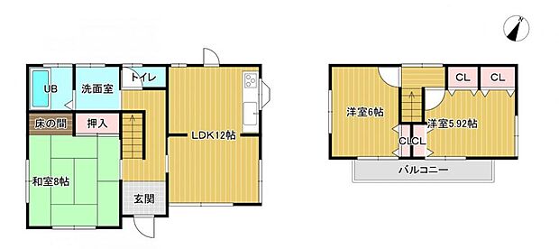 【間取り図】3LDKの住宅になります。南側にお庭があるため、駐車場の拡張など使い方ができそうです。