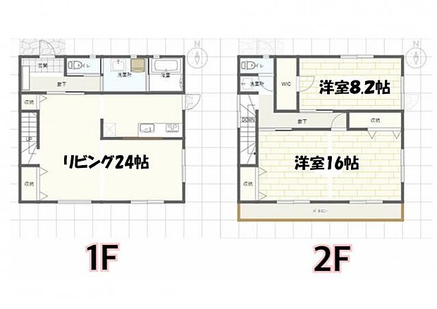 全居室収納付きで便利です。2階16帖の洋室は2つに部屋割り可能ですよ！ご相談下さい。
