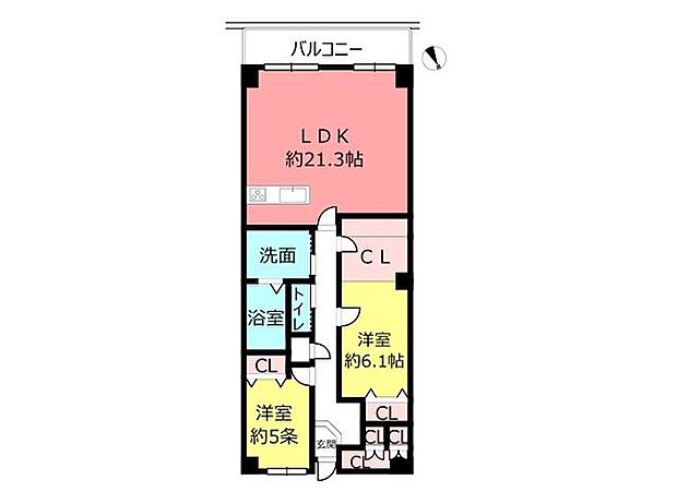 岸和田コーポラス弐号棟(2LDK) 2階の間取り図