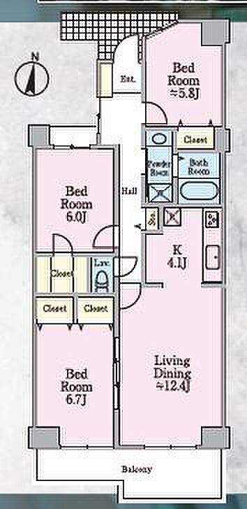 エステ・スクエア青葉の森二番館(3LDK) 5階/503号室の間取り図