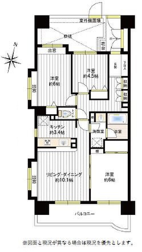 ダイアパレスポートアネックス千葉(3LDK) 5階/504号室の間取り図