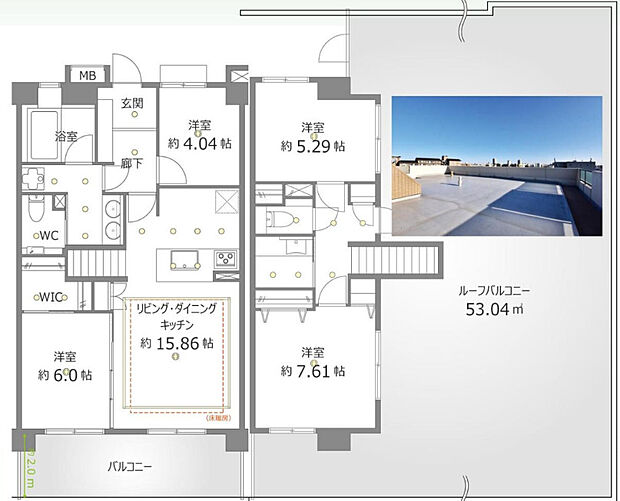 ランドステージ東大島エグゼタワー(4LDK) 14階/14-15階の間取り図