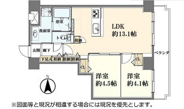 入谷サンハイツ(2LDK) 2階の間取り図