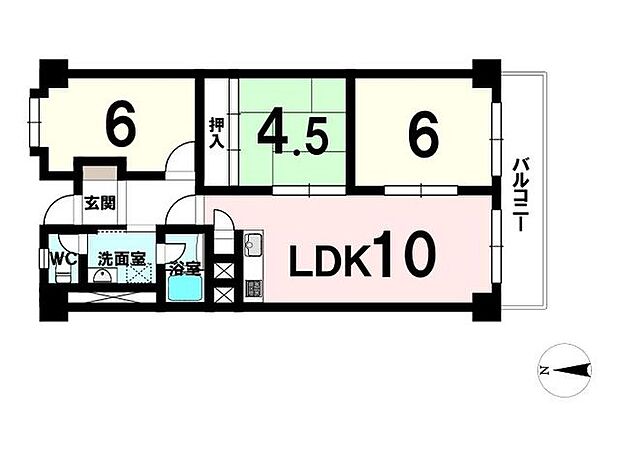 高槻ビューハイツ(3LDK) 2階の間取り図