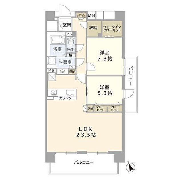 ロイヤルシャトー夢香山(2LDK) 11階の間取り図