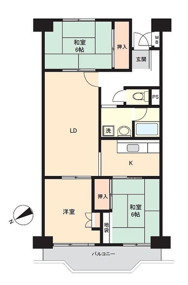 日商岩井リバーサイドマンションＢ棟(3DK) 4階の内観
