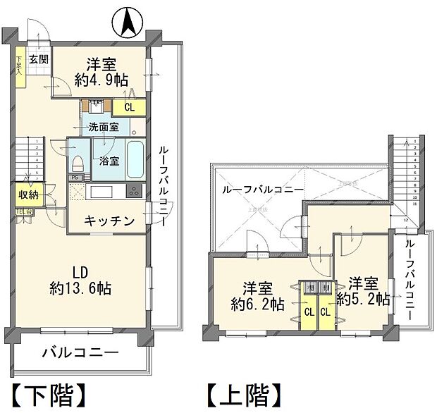 キャッスル峰壱番館(3LDK) 6階の間取り図