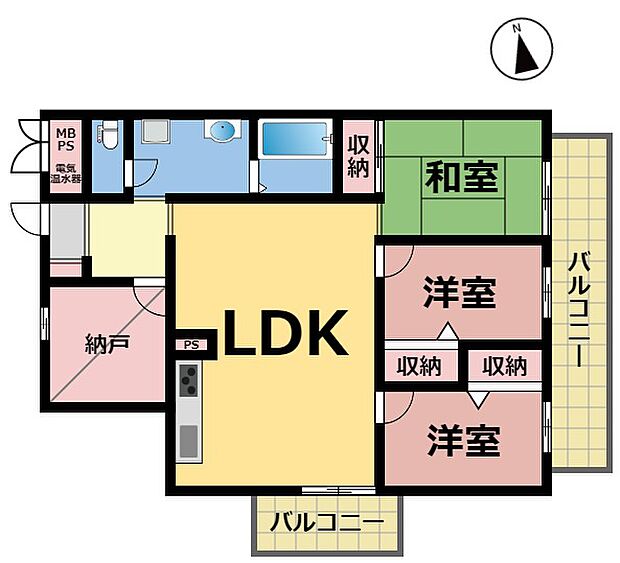 シャンボール千舟(2SLDK) 9階の間取り図