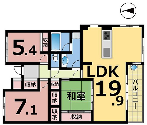 ジョイフルプラザ土居田(3LDK) 2階の間取り図