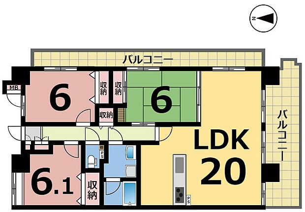 ダイアパレス東雲(3LDK) 14階の間取り図