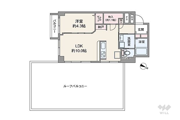 ライオンズマンション白金(1LDK) 4階の間取り図
