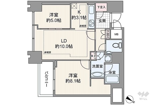 ザ六本木東京クラブレジデンス(2LDK) 13階の間取り図
