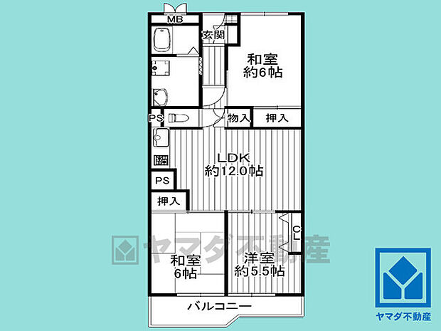 桂川ハイツ5号館　中古マンション(3LDK) 11階の間取り図