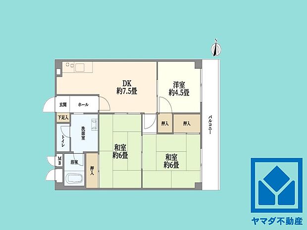 向陽グランドハイツ(3LDK) 7階の間取り図