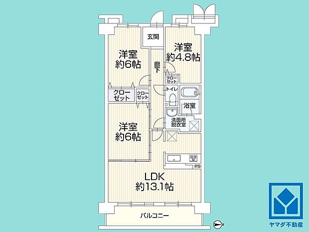 ディオ・フェルティ丹波橋左芳館(3LDK) 3階の間取り図