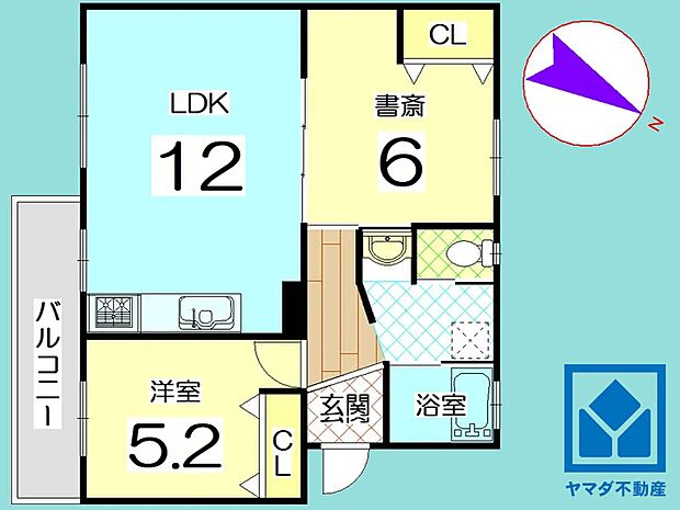 男山第2住宅102号棟(2LDK) 2階の間取り図