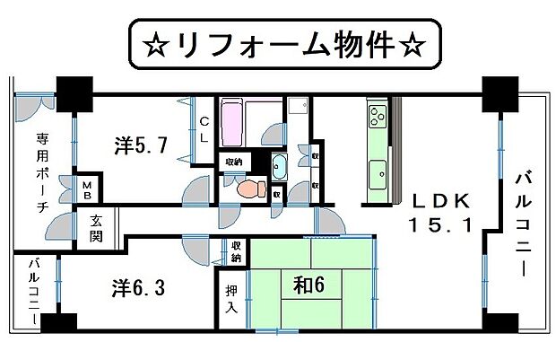 グラン・ブルー近江八幡(3LDK) 2階/201号室の内観