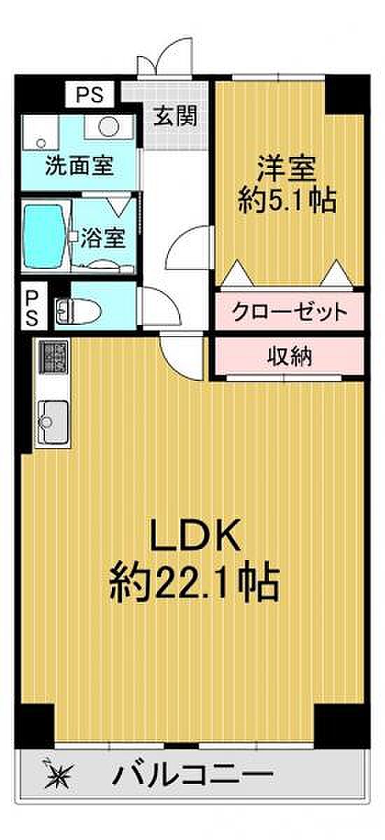 日商岩井第2緑地公園マンション(1LDK) 3階の内観