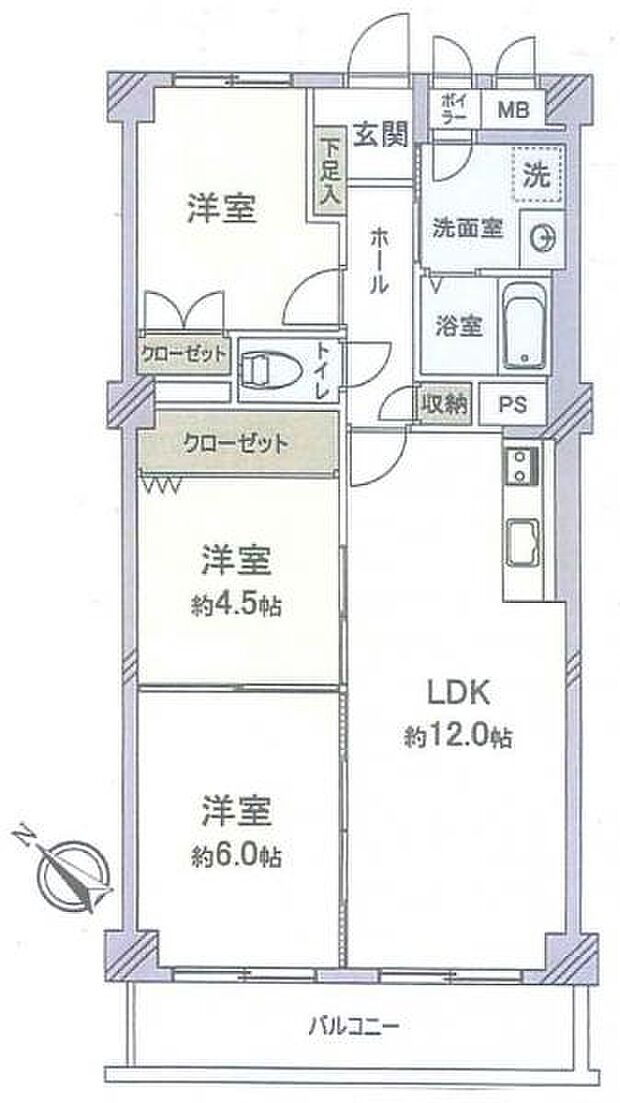 シーアイマンション夙川広田(3LDK) 8階の間取り図