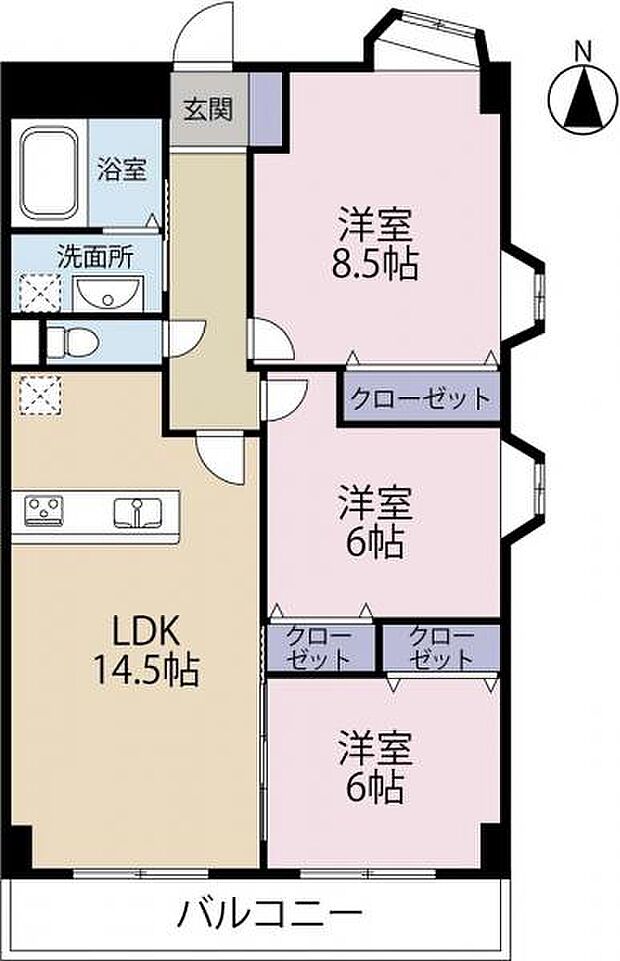 阪急逆瀬台マンション(3LDK) 3階の間取り図