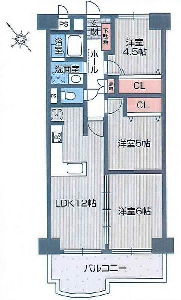 千里グランドコーポ(3LDK) 10階の間取り図