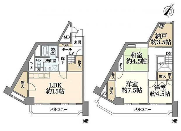 夙川ビューハイツD棟(3SLDK) 6階の間取り図