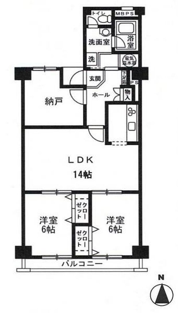 チサンマンション新大阪10番館(2SLDK) 2階の間取り図