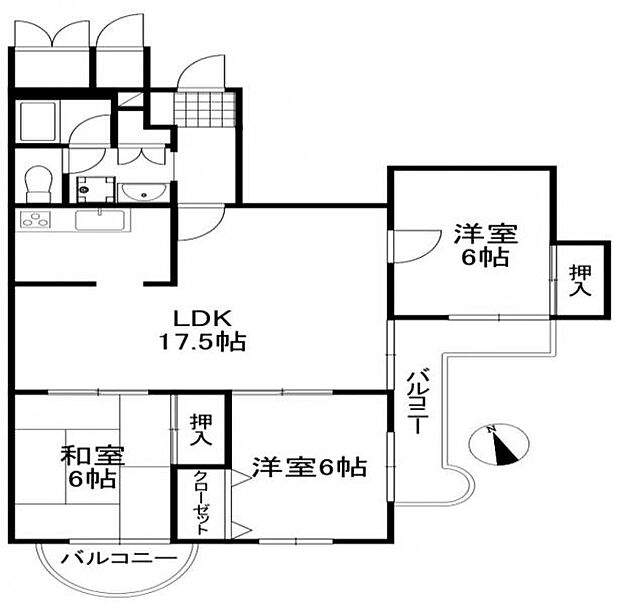 コスモハイツニュー甲子園(3LDK) 3階の内観