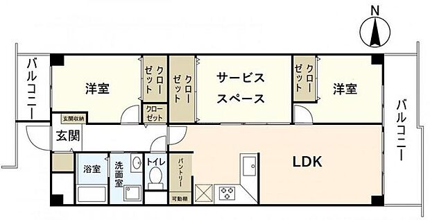 シャルマンコーポ伊丹1号棟(3LDK) 2階の間取り図