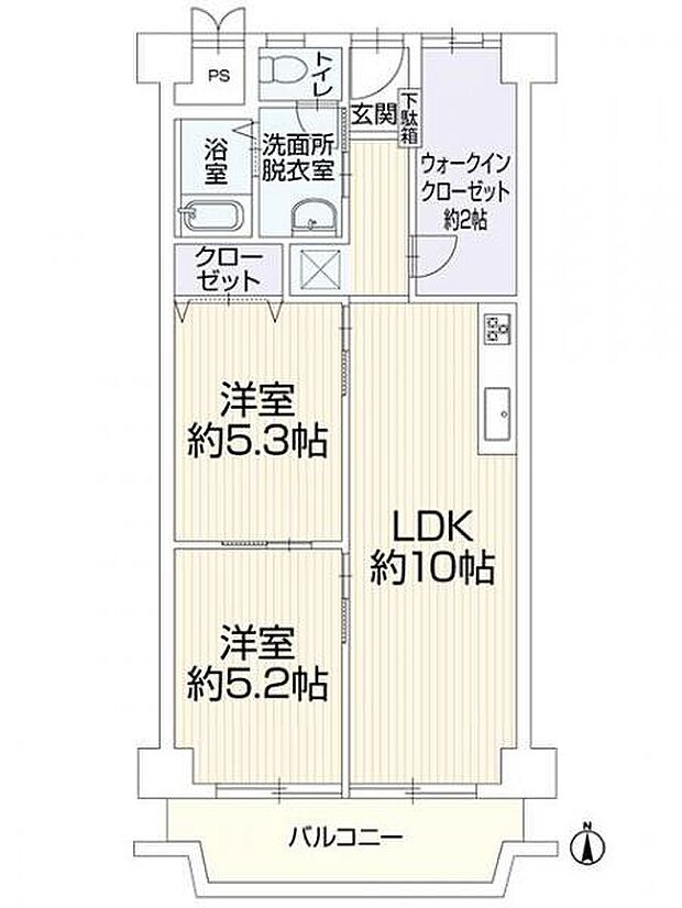 ローレルハイツ宝塚弐号棟(2LDK) 2階の内観