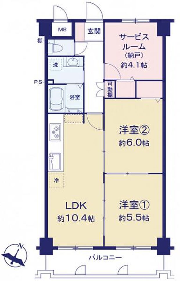 エクセレンス芦屋(3LDK) 4階の間取り図