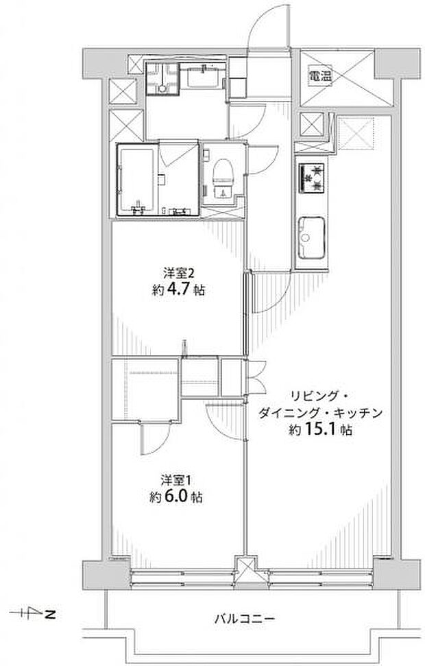サンマンション江坂(2LDK) 7階の間取り図