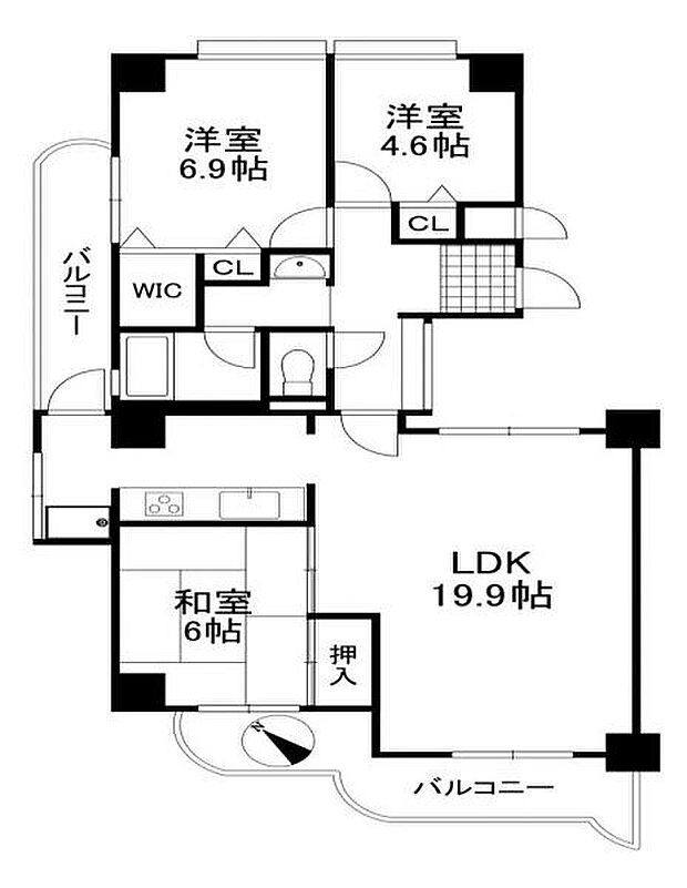 パラツィーナセシリア仁川弐番館(3LDK) 7階の内観