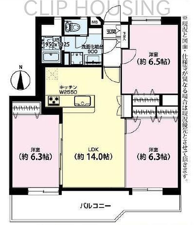 昭島市つつじが丘 中古マンション(3LDK) 10階の間取り図