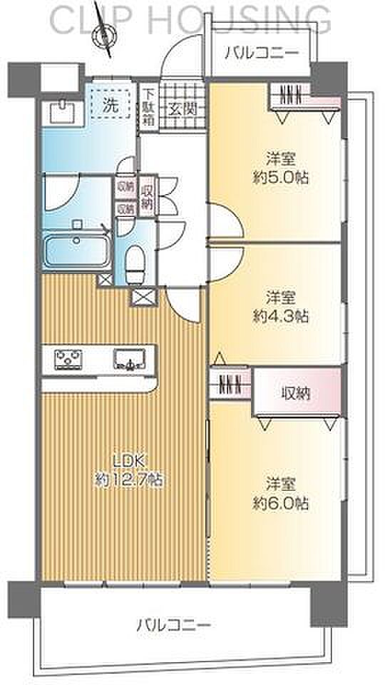クリオ八王子壱番館(3LDK) 13階の間取り図