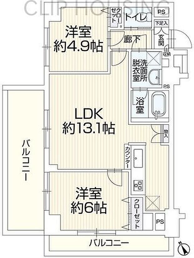 パテラスクエア昭島(2LDK) 3階の間取り図