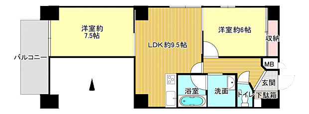 ハイネス阿波座(2LDK) 8階の間取り図