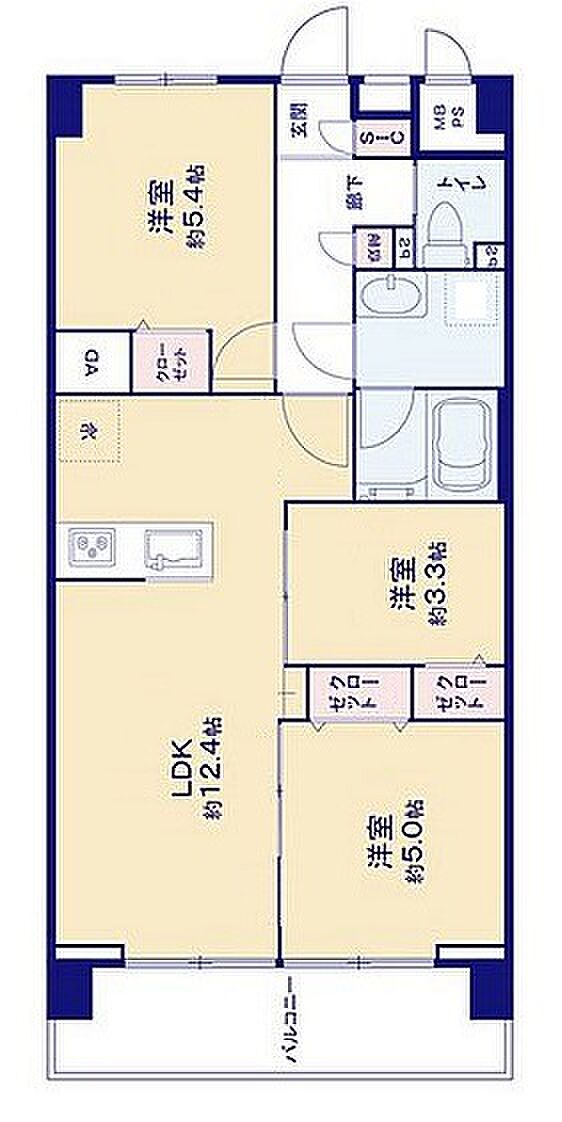 日商岩井綾瀬マンション(3LDK) 10階/1013号室の間取り図