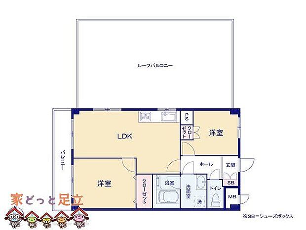 ライオンズマンション梅島(2LDK) 4階の間取り図