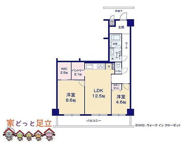 イトーピア草加マンション(2LDK) 5階の間取り図