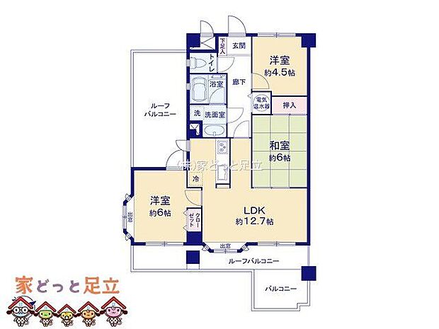 ライオンズマンション竹の塚第3(2SLDK) 6階の間取り図