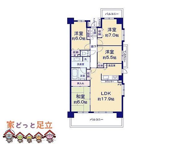 ライオンズタワー竹の塚ガーデン(4LDK) 10階の間取り図