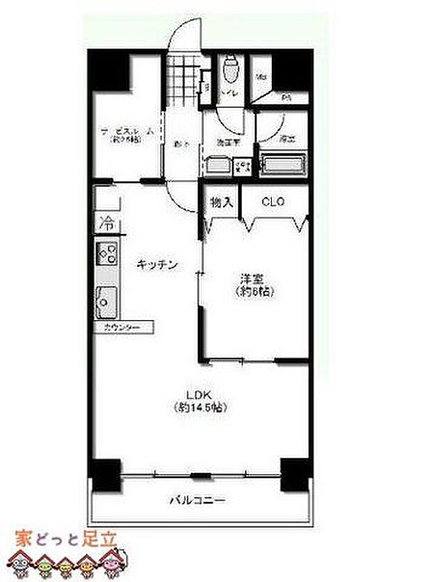 東武大師前サンライトマンション3号館(1SLDK) 2階の間取り図