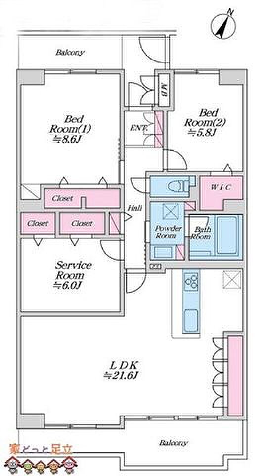 パークフィールドみさと4街区1号館(3LDK) 3階の間取り図
