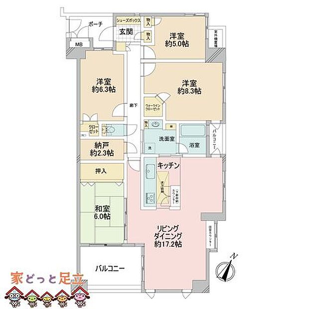 モア・クレスト南浦和(4LDK) 1階の間取り図