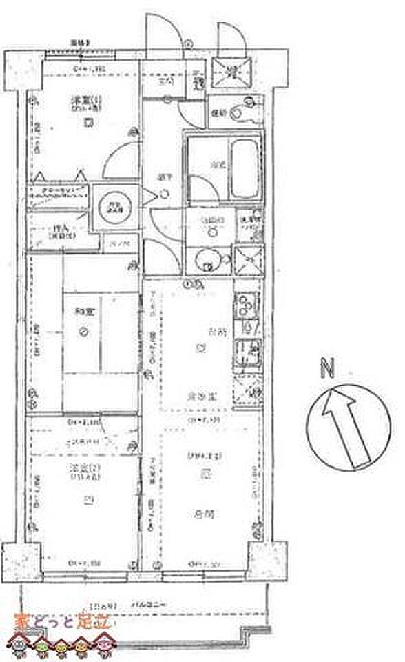 ライオンズマンション竹の塚第3(3LDK) 4階の間取り図