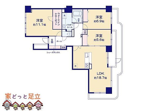 谷塚コリーナ・ライオンズタワー谷塚(3LDK) 23階の間取り図