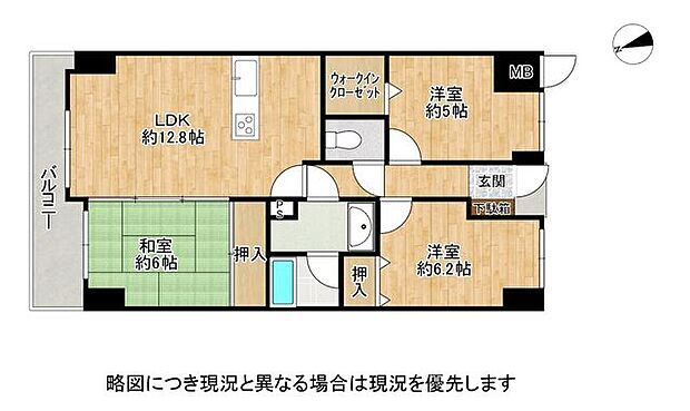 ローレルコート桜井　中古マンション(3LDK) 4階の間取り図